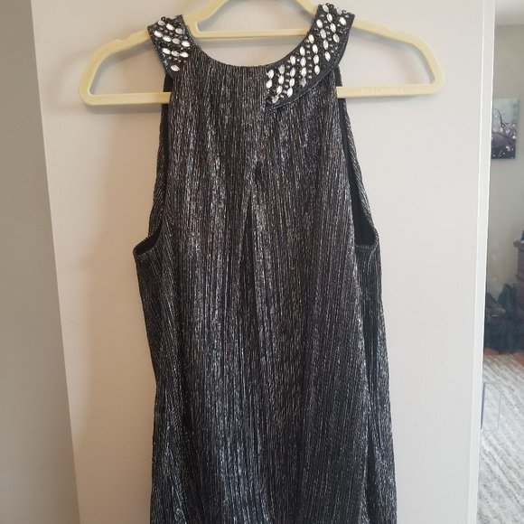 Alfani Sleeveless Metallic Gray Blouse - XL - Picture 2 of 5